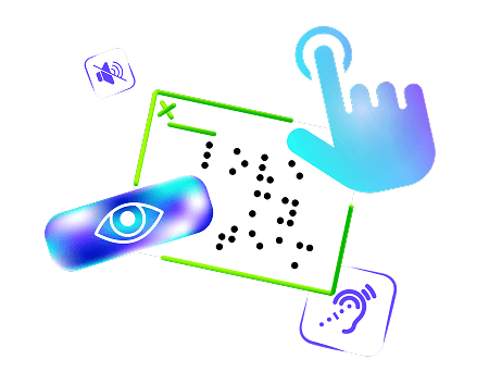 Icons of hands, eyes, and accessibility elements