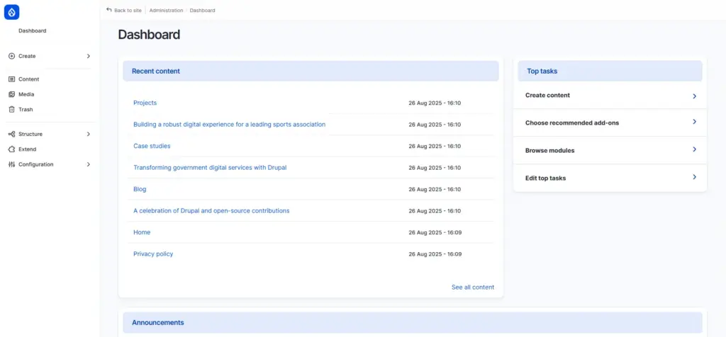 Drupal Dashboard