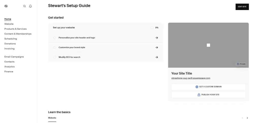 Squarespace Dashboard
