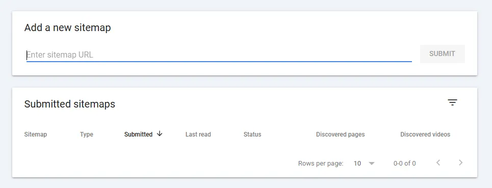 Add sitemap to GSC
