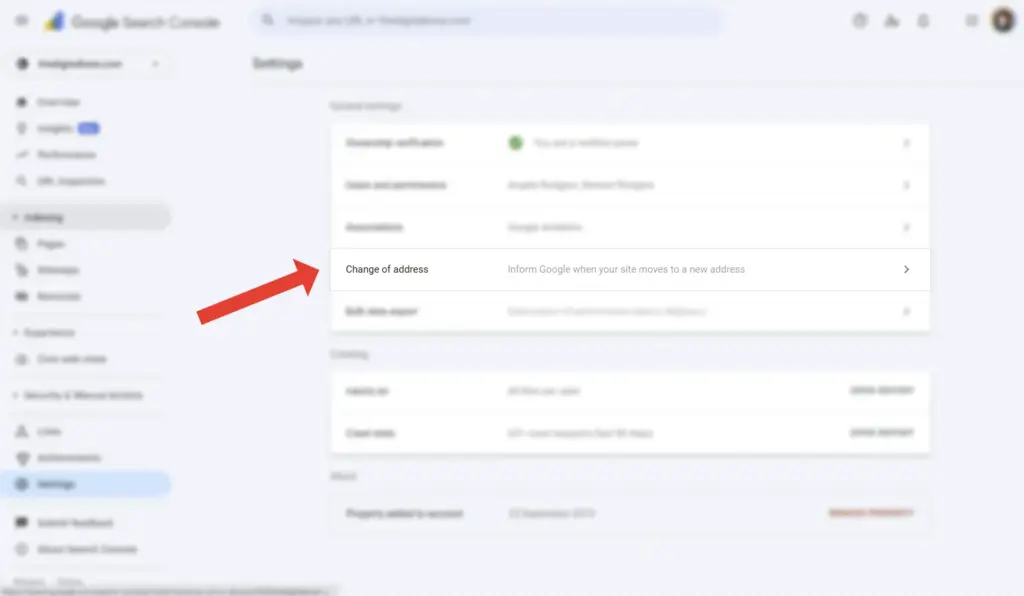 Google Search Console change of address