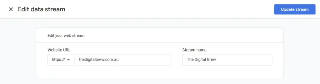 Google Analytics data stream