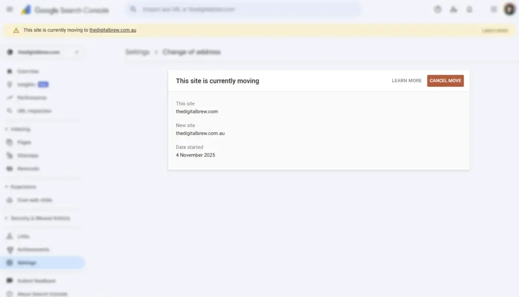 Google Search Console notice